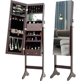Tesmula Fashion Simple Jewelry Storage Mirror Cabinet With LED Lights