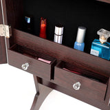 Tesmula Fashion Simple Jewelry Storage Mirror Cabinet With LED Lights
