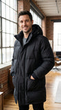 Lacoste Mens, Detachable Hood Long Puffer Coat Water Repellent