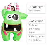 Thanksgiving ET-Aliens Big Mouth Green Monster Inflatable costume Cosplay Funny Blow Up Suit Party Fancy Dress Halloween Costume for Adult Kids