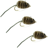 3 Pack Mighty Mouse Deer Hair Bug Size 4 - Bass Bug With Weed Guard