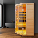 Thermora Laurent Premium 2-Person 1600W Corner Space Infrared Wooden Sauna Room With Bluetooth Speakers (SAK81524)