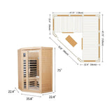 Thermora Laurent Premium 2-Person 1600W Corner Space Infrared Wooden Sauna Room With Bluetooth Speakers (SAK81524)