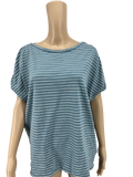Ralph Lauren Womens Striped Crewneck, Lace-Shoulder Top, Size XL