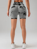 Tie Dye Button Everyday Wear Spring Summer Sports Shorts, High Waist Butt Lift Tie Dye Shorts, Women's Summer Yoga Wear Fitness Shorts Running Sports Fitness Yoga Shorts