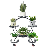 Black Metal Plant Stands Six Pots Circular Design