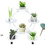 Black Metal Plant Stands Six Pots Circular Design