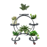 Black Metal Plant Stands Six Pots Circular Design
