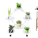 Black Metal Plant Stands Six Pots Circular Design