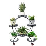 Black Metal Plant Stands Six Pots Circular Design