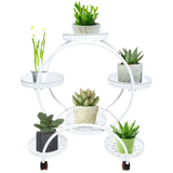 Black Metal Plant Stands Six Pots Circular Design