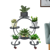 Black Metal Plant Stands Six Pots Circular Design
