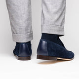 16-672-NVY Tippa Suede & Calfskin Penny Loafers Navy