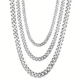 Titanium Stainless Steel Trendy Necklace Cuban Chain with Lobster Clasp