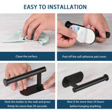 Toilet Paper Holder Self Adhesive, Stainless Steel Rustproof Adhesive Toilet Roll Holder no Drilling