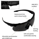 ToopMount Tactical Eyewear Anti Fog, ANSI Z87.1 Shooting Glasses with 3 Interchangeable Lens (Refurbished)