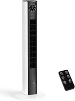 Tower Fan for Bedroom, 90° Oscillating Fan with 12H Timer, 37”Standing Fans with Remote, Bladeless Fan with 4 Modes & 3 Speeds
