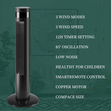 Tower Fan Portable Electric Oscillating Fan Quiet Cooling Remote Control Standing Bladeless Floor Fans 3 Speeds Wind Modes Timer