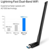 TP-Link USB WiFi Adapter for Desktop PC with 2.4GHz/5GHz High Gain Antenna (Refurbished)