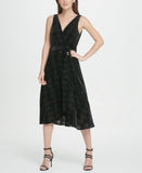 Dkny Womens Black Printed Evening Fit Flare Dress, Size 8