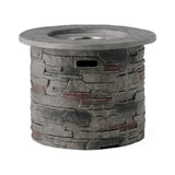 Alora 32" Transitional Outdoor Concrete Round Propane Fire Pit Table, Gray (SAK48268)