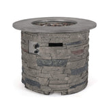 Alora 32" Transitional Outdoor Concrete Round Propane Fire Pit Table, Gray (SAK48268)