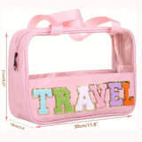 Transparent Letter Pattern Makeup Bag with Handle