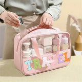 Transparent Letter Pattern Makeup Bag with Handle