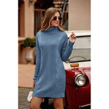 Turtleneck Pullover Sweaters Casual Long Sleeve Plain Winter Knit Sweater Dress