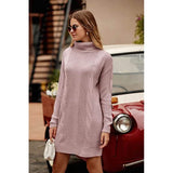 Turtleneck Pullover Sweaters Casual Long Sleeve Plain Winter Knit Sweater Dress