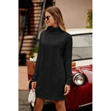 Turtleneck Pullover Sweaters Casual Long Sleeve Plain Winter Knit Sweater Dress