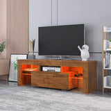 TV Stand with LED Lights Open Shelf Console Storage Table