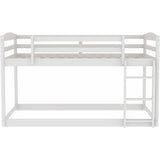 Twin Over Twin Floor Bunk Bed with Ladder