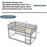 Twin Over Twin Floor Bunk Bed with Ladder