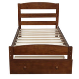 Twin Platform Bed Frame with Storage Drawer Headboard