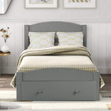 Twin Platform Bed Frame with Storage Drawer Headboard