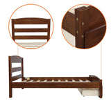 Twin Platform Bed Frame with Storage Drawer Headboard