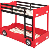 Twin Size Car-Shaped Bunk Bed with Wheels