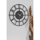Muyika 50cm Metal Black Wall Clock - Silent Sweep Mechanism, Modern Decor