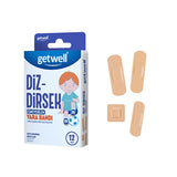 Getwell Diz: Flexible Waterproof Elbow Adhesive Bandages - Breathable Wound Care, 12 Count