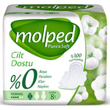 Molped Pure & Soft: Organic Cotton Feminine Hygiene Pads for Sensitive Skin - Hypoallergenic, Dye-Free, and Vegan Menstrual Pads