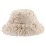 Eklips Cream Plush Bucket Hat for Cozy Winter Style