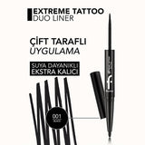 Flormar Extreme Tattoo Duo Eyeliner & Eye Pencil - Long-Lasting, Water-Resistant Dual Makeup Tool for Dramatic Eye Looks