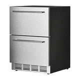 Kismile 24 Inch Built-In Double Drawer Refrigerator, 5.0 Cu.Ft Under Counter Beverage Fridge for Wine & Beer, Stainless Stee