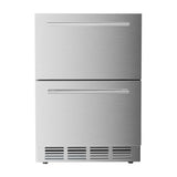 Kismile 24 Inch Built-In Double Drawer Refrigerator, 5.0 Cu.Ft Under Counter Beverage Fridge for Wine & Beer, Stainless Stee