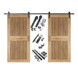 Vertical Slat Double Door Barn Door Kit | Black Barn Door Hardware