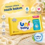 Uni Baby Sensitive Wet Wipes for Gentle Cleaning 3x50 Pack