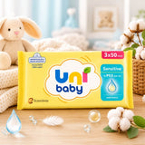 Uni Baby Sensitive Wet Wipes for Gentle Cleaning 3x50 Pack