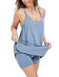 Unilexi Women's Althletic Dresses with Pockets Summer Sleeveless Workout Mini Dress with Shorts Tennis Dress