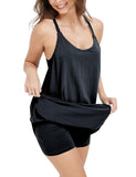 Unilexi Women's Althletic Dresses with Pockets Summer Sleeveless Workout Mini Dress with Shorts Tennis Dress